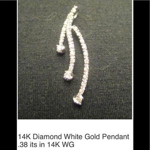 14k Diamond White Gold Pendant .38ct